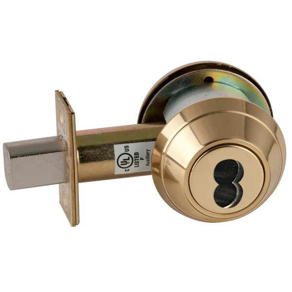 Schlage Grade 2 Classroom Deadbolt, 2-3/4-in Backset, FSIC Prep, Less Core, Bright Brass Finish B663J 605